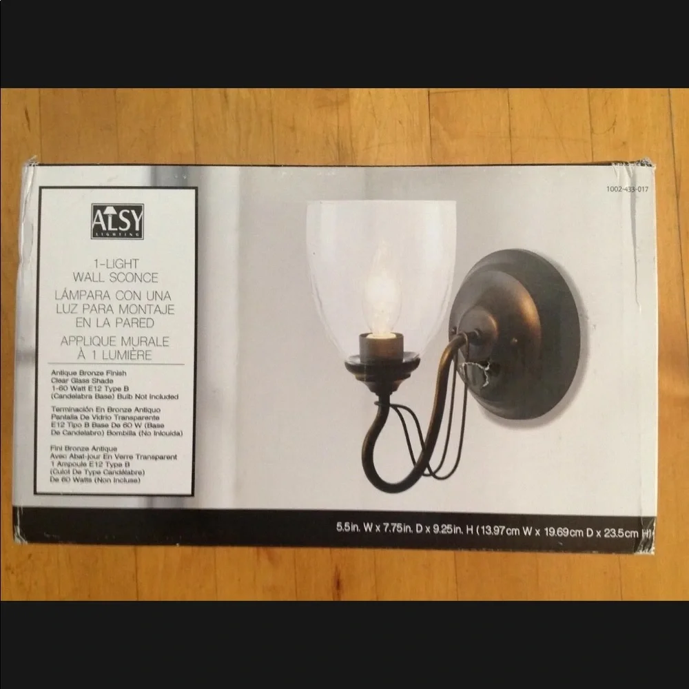 Alsy Lighting 1-Light Antique Bronze Finish Wall Sconce 7 X 14 X 9